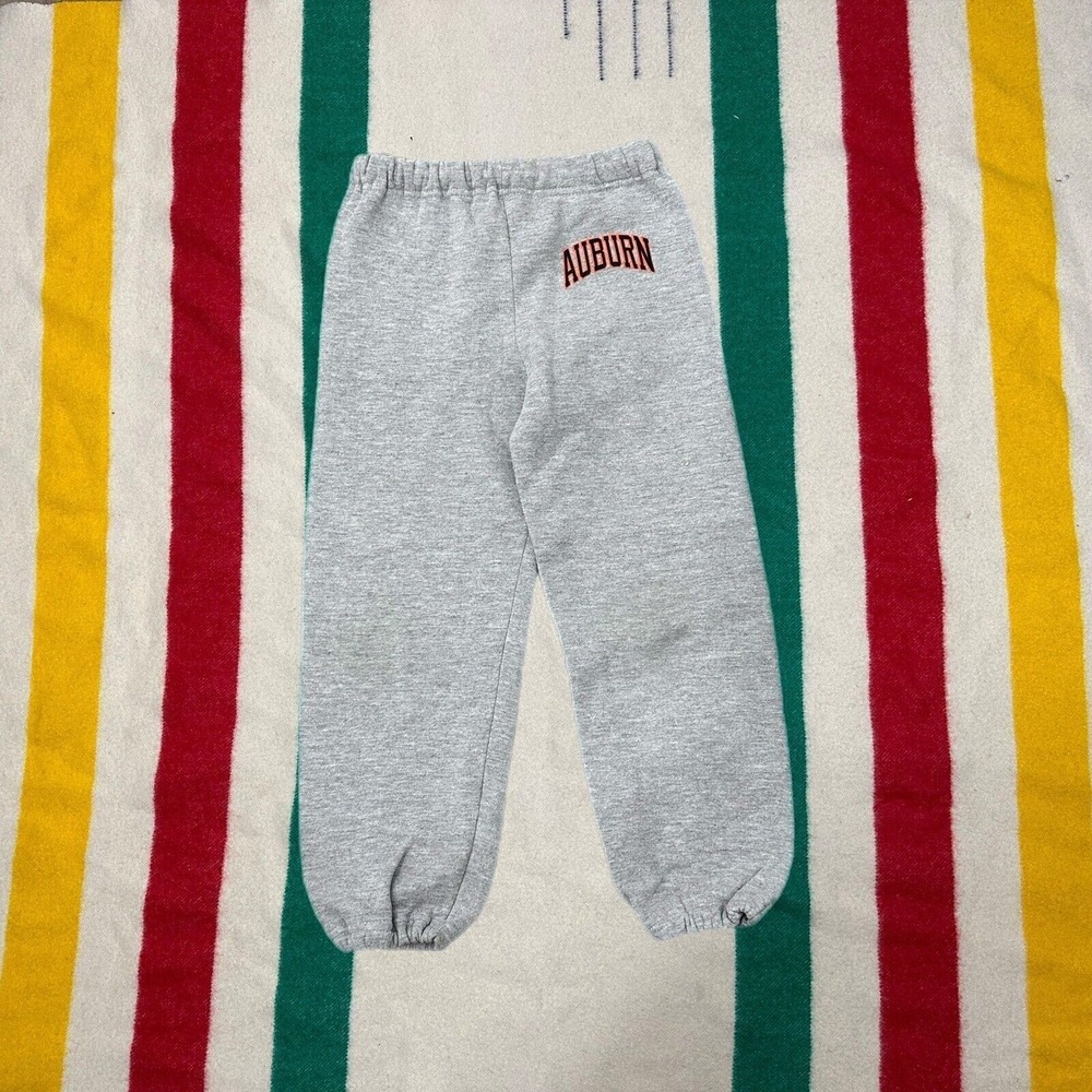 Vintage Auburn Tigers Sweatpants‎ Youth L Russell Athletic Gray Fleece 90s